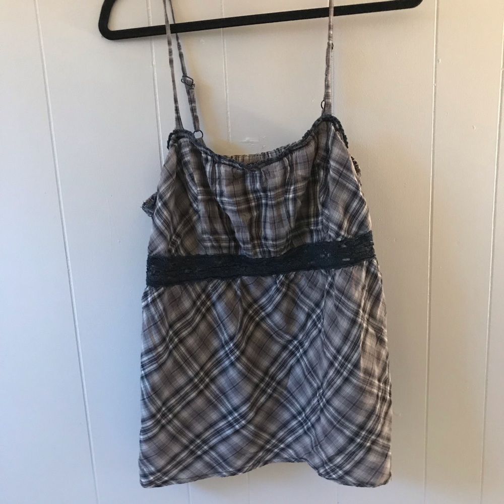 Plaid babydoll tank top